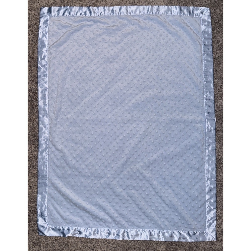 Just One Year by Carter's Blue Satin Trim Minky Dot Velour Crib Blanket